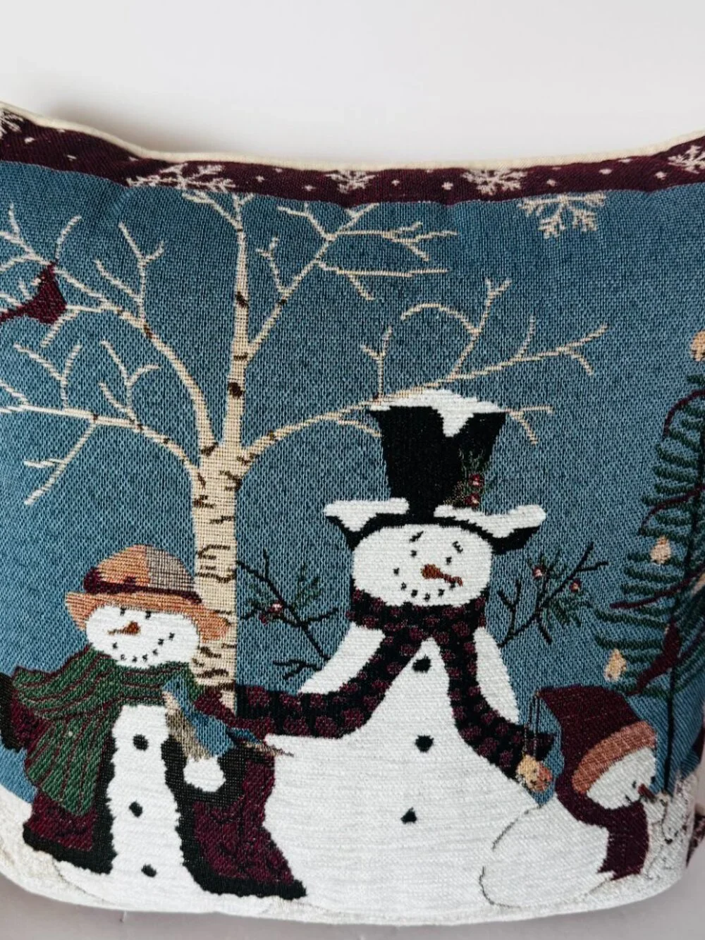 St. Nicholas Square Holiday Snowman Throw Pillow 16x16